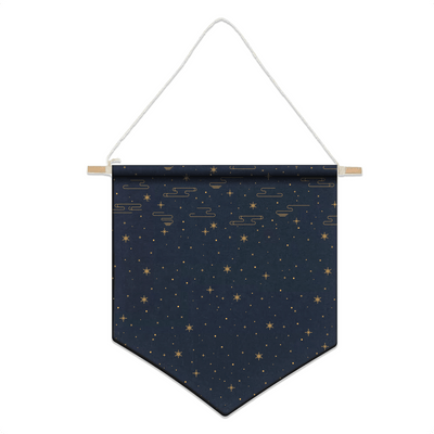 Pin Display Banner with Wood Hanger - Navy Sky