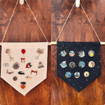 Pin Display Banner with Wood Hanger - White Sky, designed in Sydney