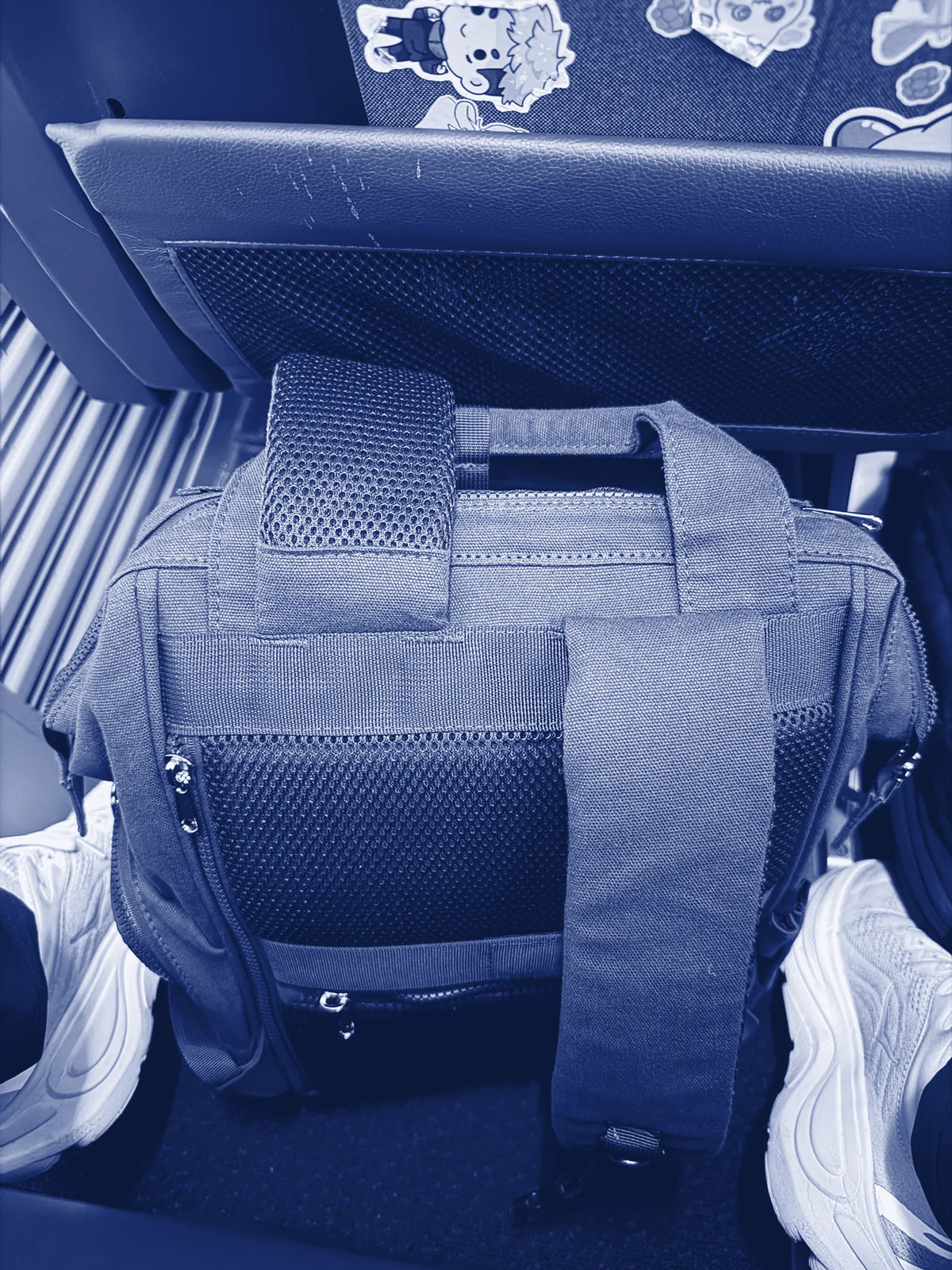 The first bag sample under a plane seat