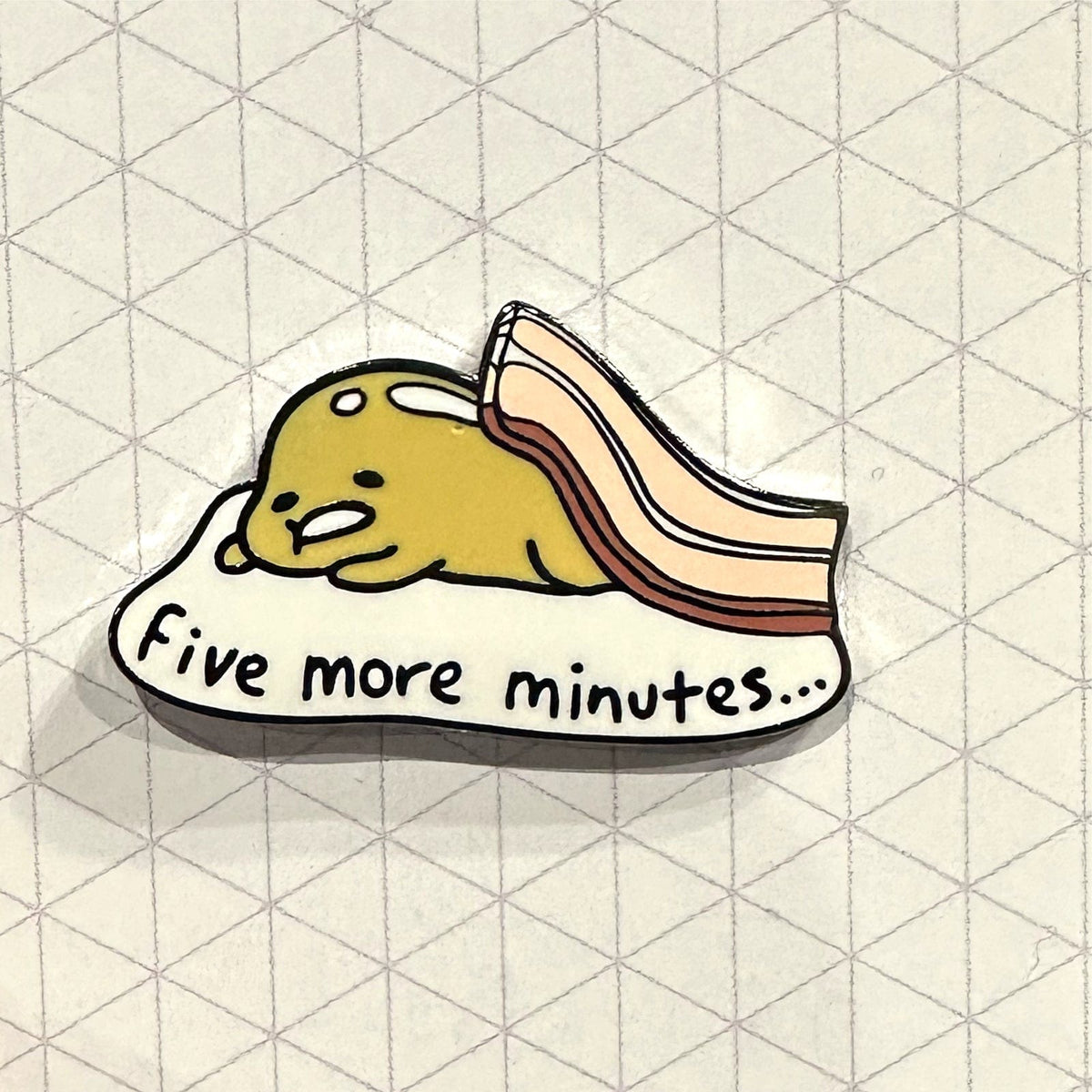 5 More Minutes enamel pin, designed in Sydney
