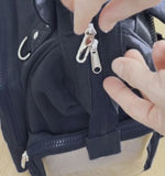 Dual Window ITA backpack 15", navy: zip clasps lock the zips and the bag opens for easy access