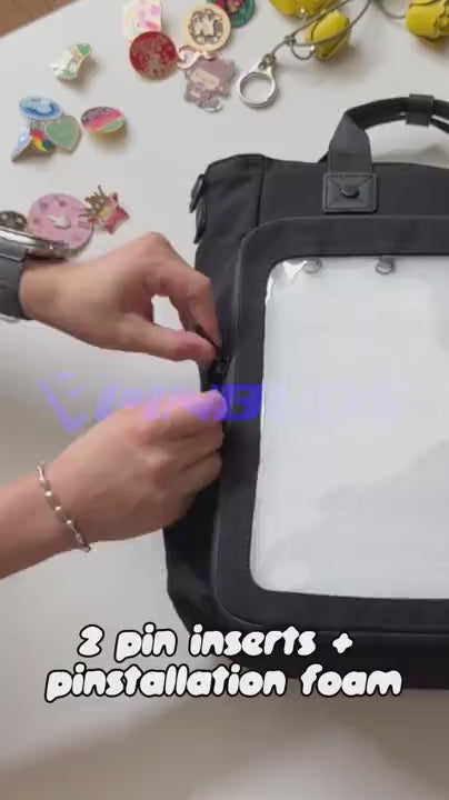 Arranging pins on the foam pin pad of the 15 inch Cotton ITA bag