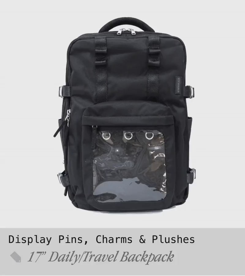 17 inch Expandable ITA Backpack by Pinbuds growing deeper as its four side buckles are let out