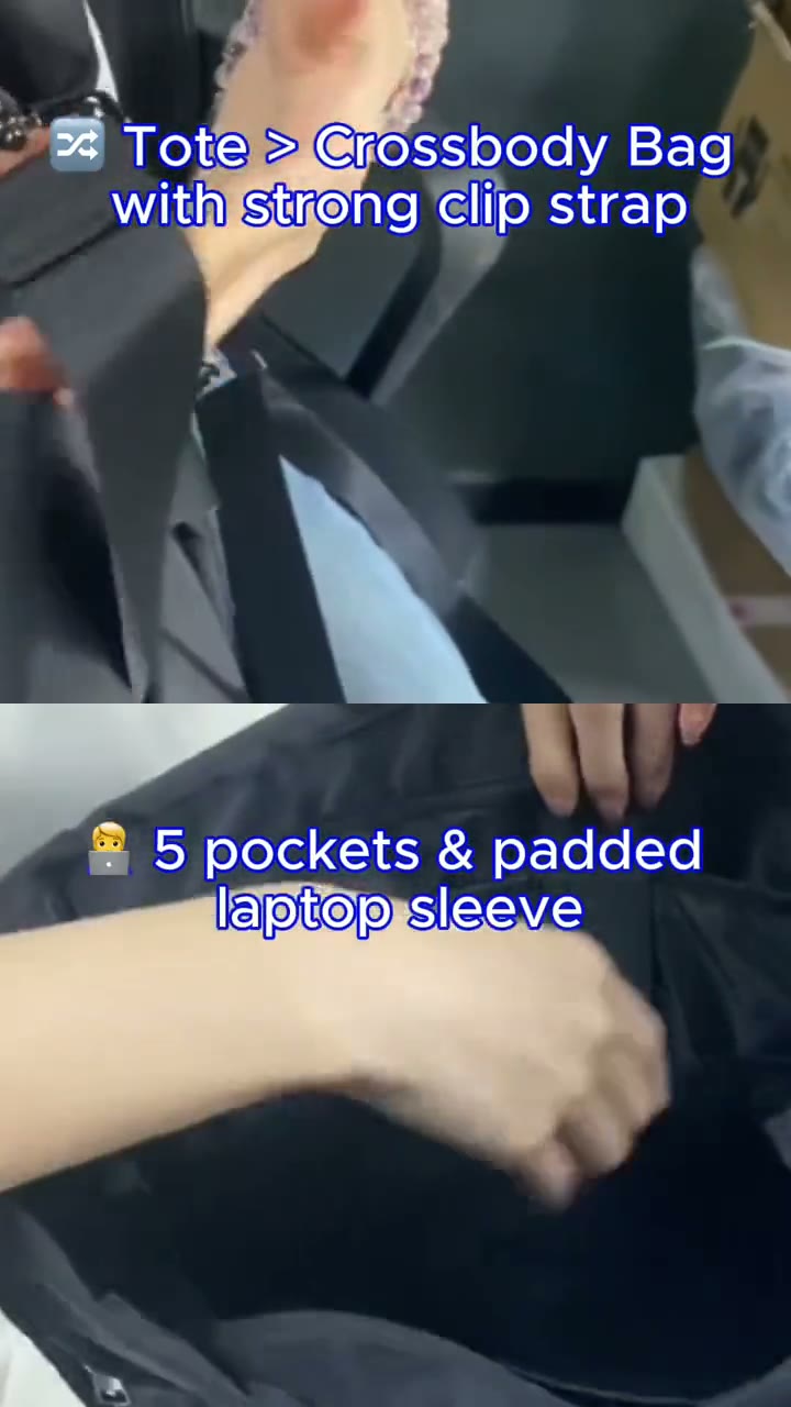 16 inch 2-Way ITA tote: crossbody strap, laptop sleeve, suitcase strap, big window and pin pad