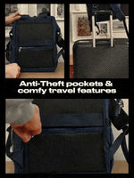 Dual Window ITA backpack 15", navy: passport into the flat anti-theft back pocket and the suitcase pass-through