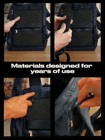 Dual Window ITA backpack 15", navy: strong straps, padded mesh back and nylon webbing