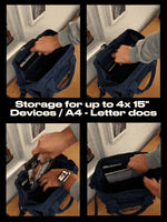 Dual Window ITA backpack 15", navy: laptops up to 15", a tablet and A4 papers in the sleeves