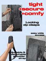 17" 4-Way ITA bag: locking zip clasps, adjustable shoulder strap and wide opening