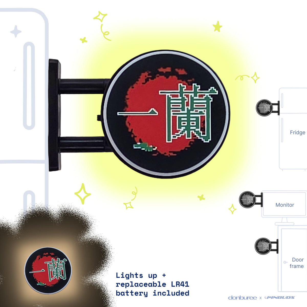 Ramen Shop Magnet Light by Donburee x Pinbuds, main product photo
