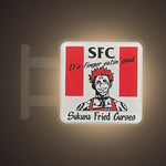 SFC Magnet Light by Pinbuds, lit up in the dark