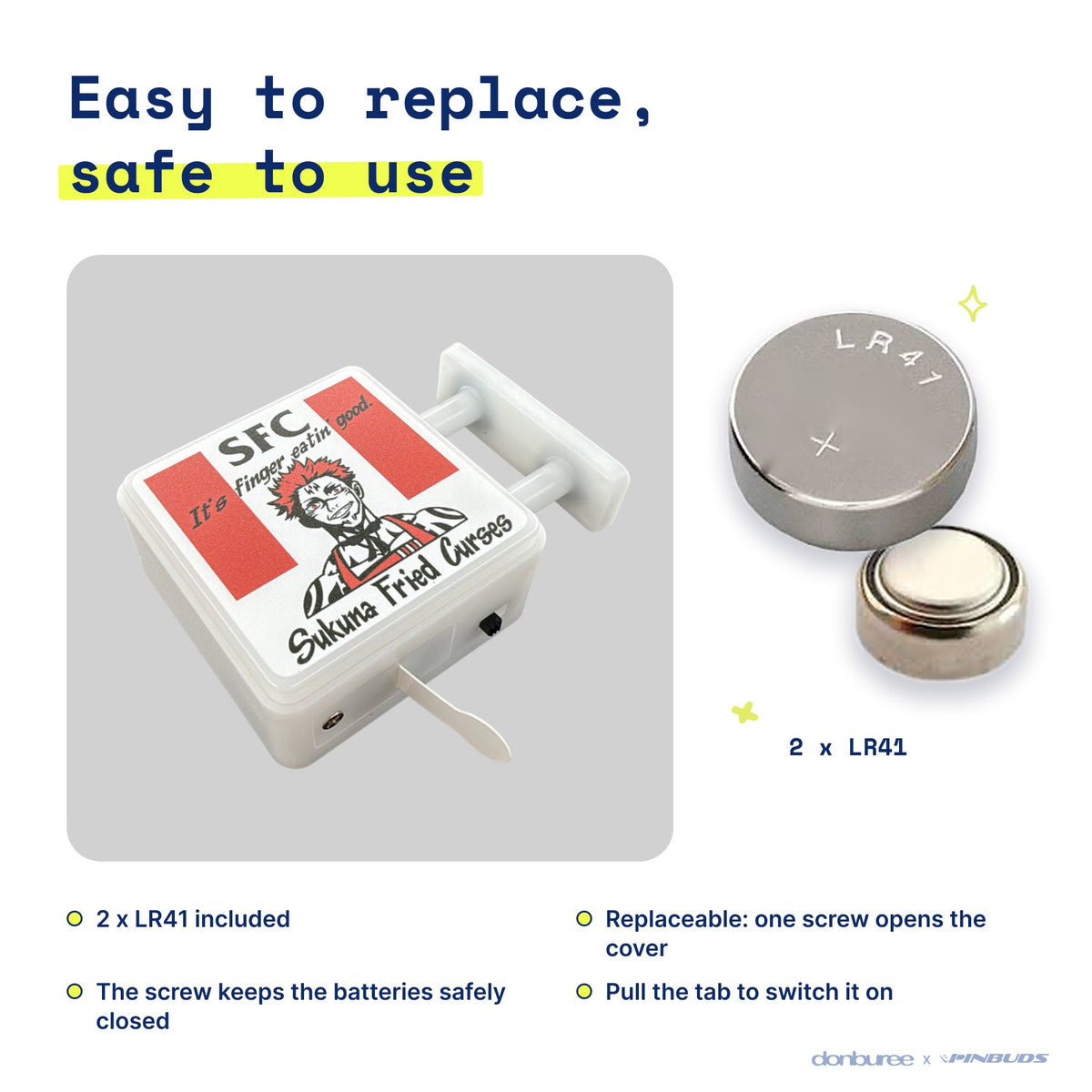 SFC Magnet Light by Donburee x Pinbuds, easy to replace and safe to use battery