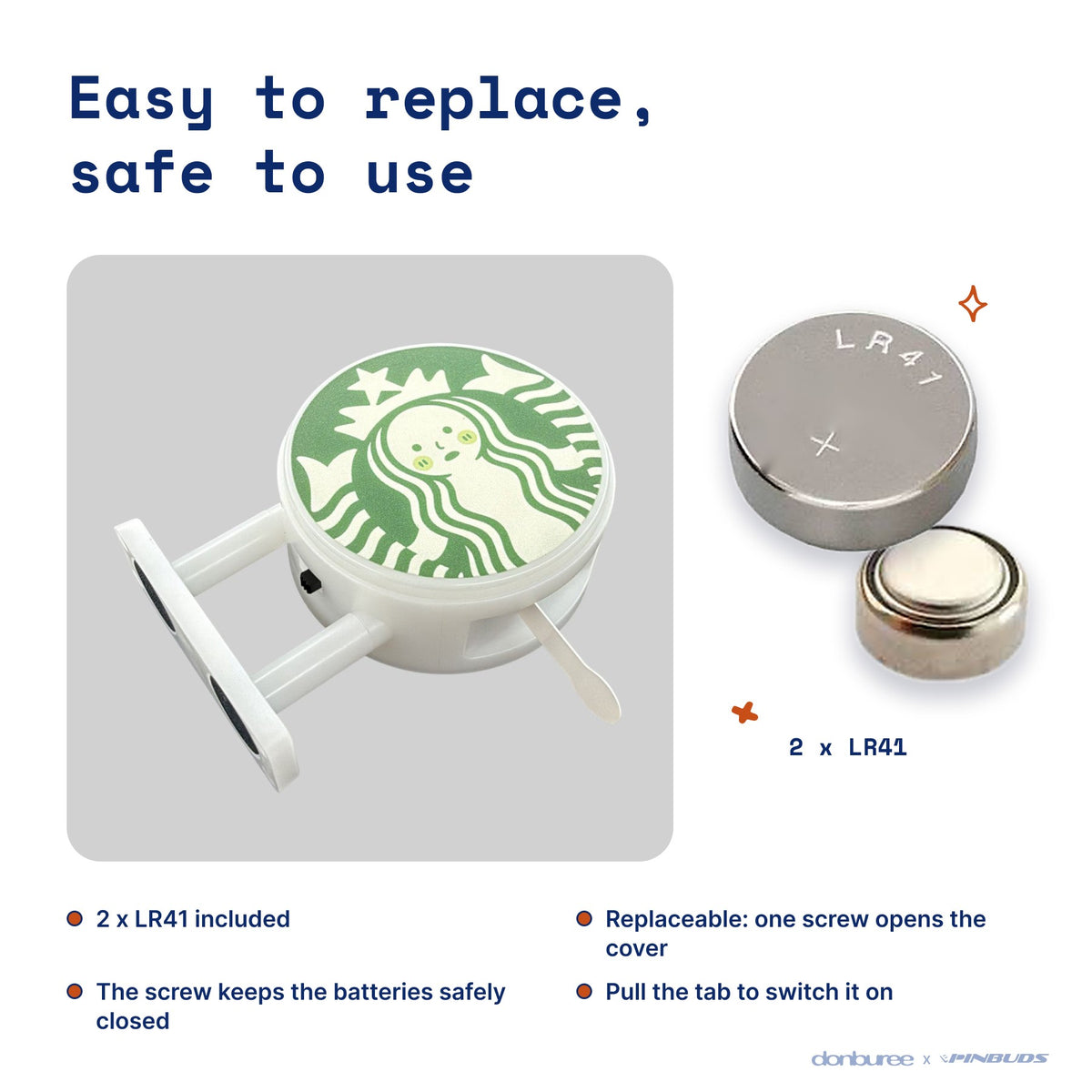 Smisbucks Magnet Light by Donburee x Pinbuds, easy to replace and safe to use battery