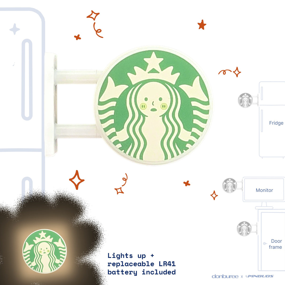 Smisbucks Magnet Light by Donburee x Pinbuds, main product photo