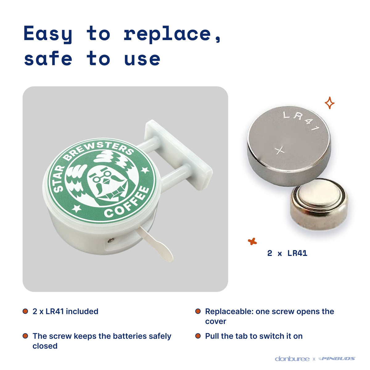 StarBrewsters Magnet Light by Donburee x Pinbuds, easy to replace and safe to use battery