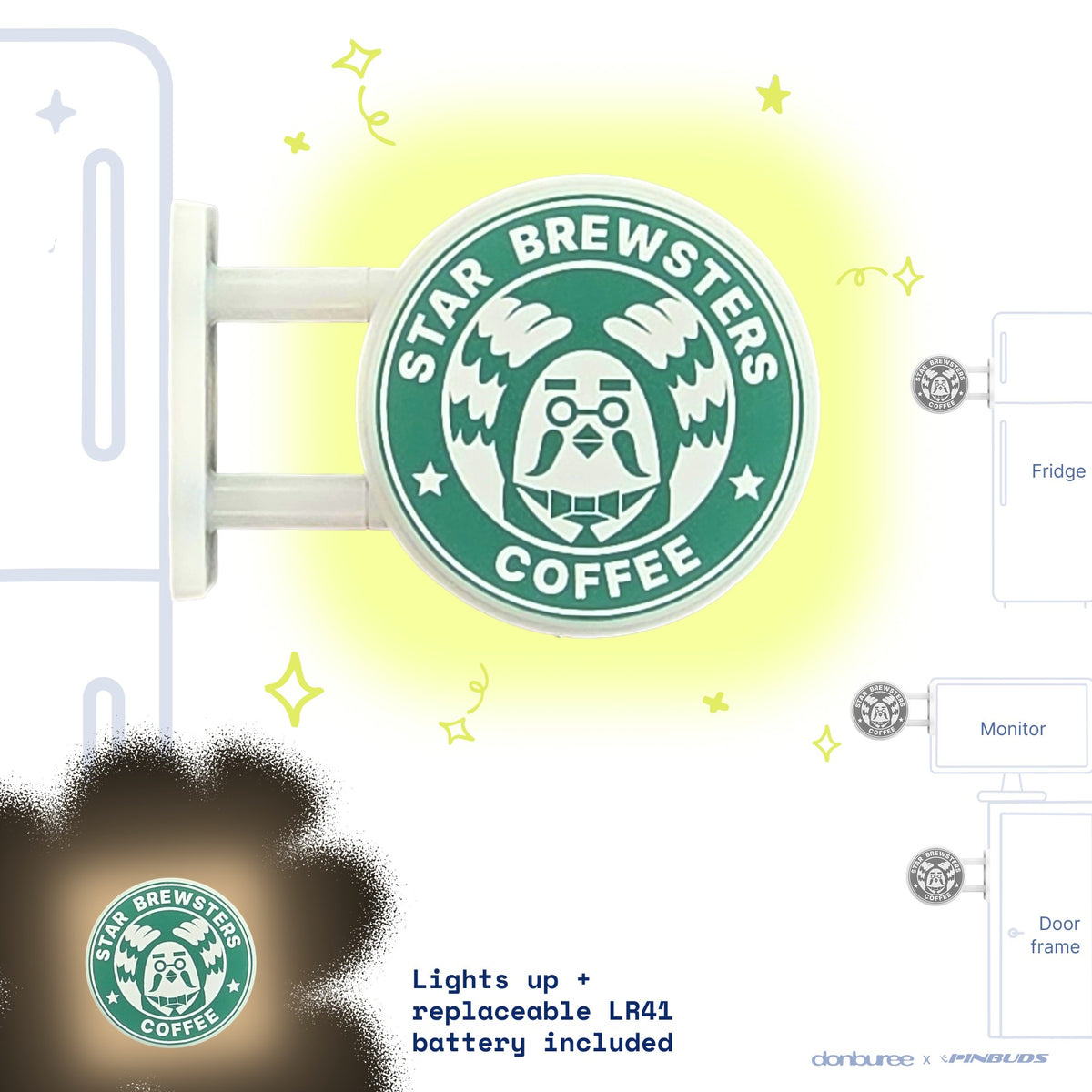 StarBrewsters Magnet Light by Donburee x Pinbuds, main product photo