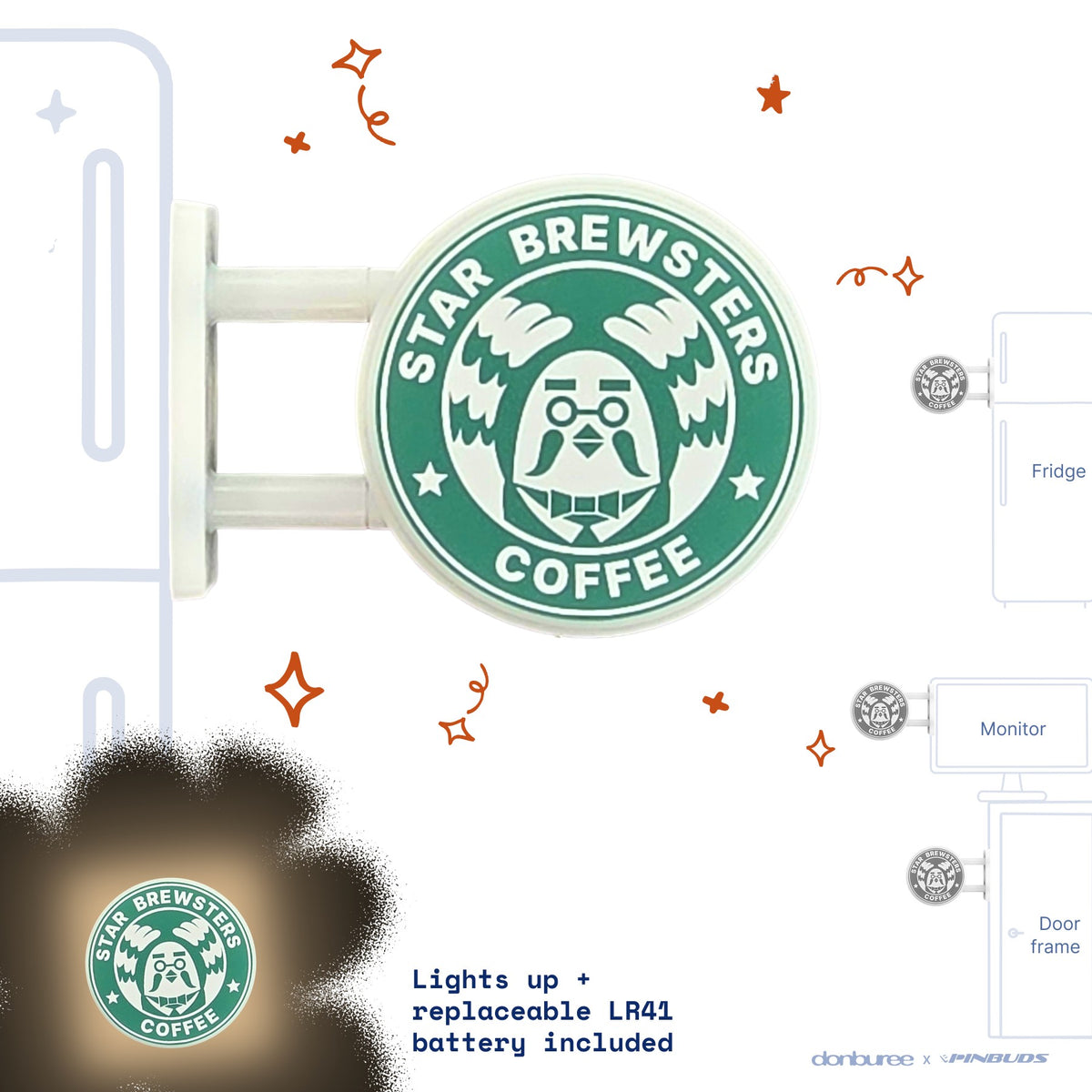 StarBrewsters Magnet Light by Donburee x Pinbuds, main product photo