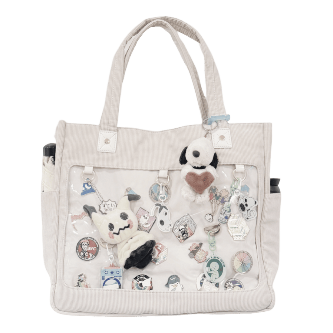 17" ITA Tote Bag V3 - front window full of pins