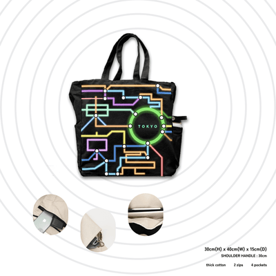 Tokyo Grid Neon Tote Bag