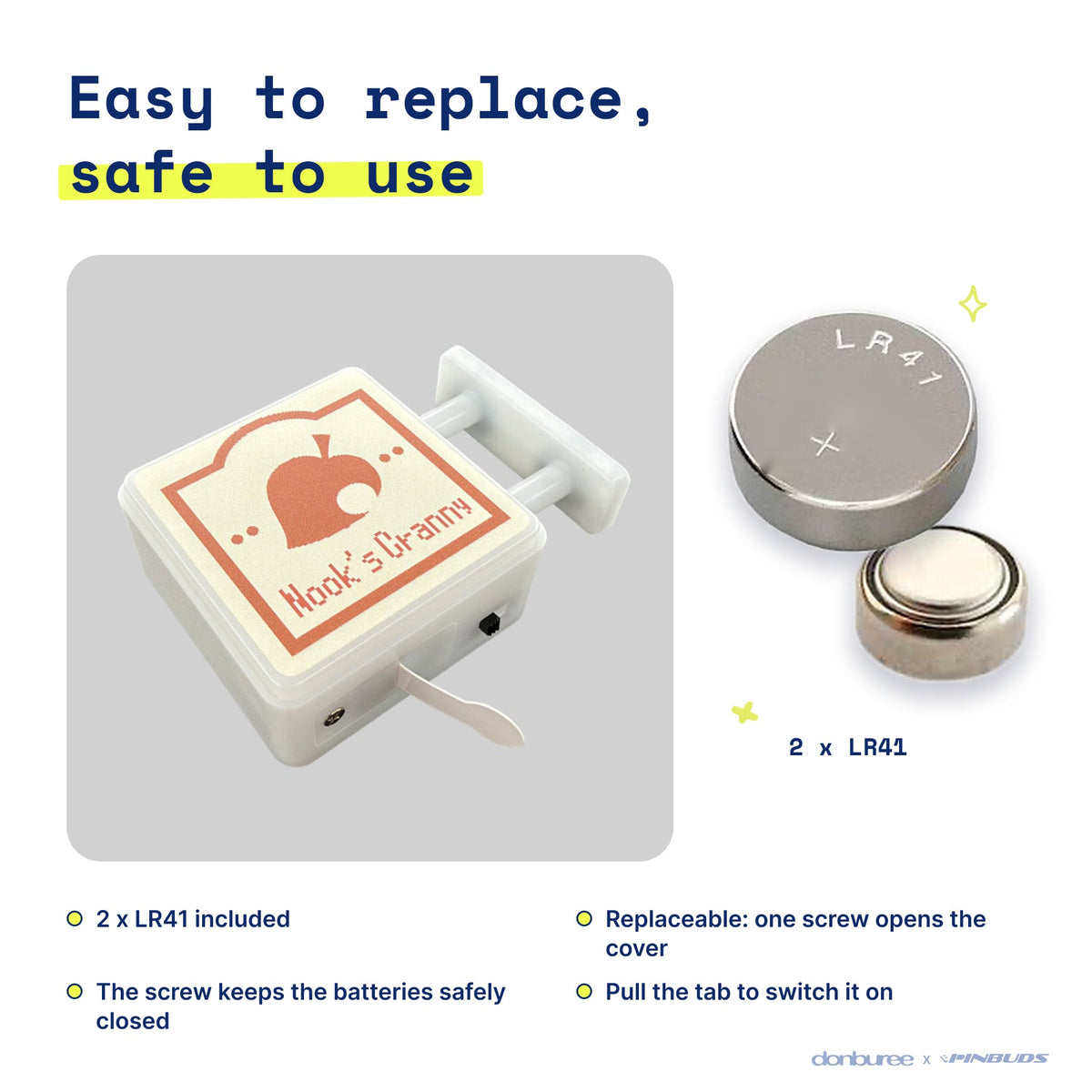 Tom's Convenience Magnet Light by Donburee x Pinbuds, easy to replace and safe to use battery