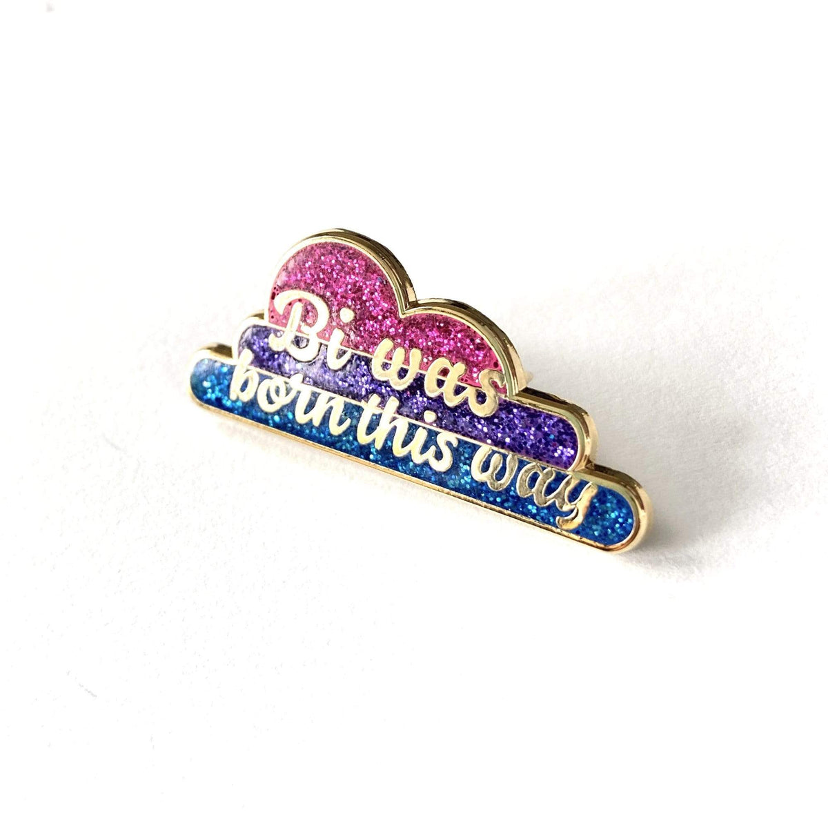 Bi Was Born This Way Pride enamel pin, designed in Sydney