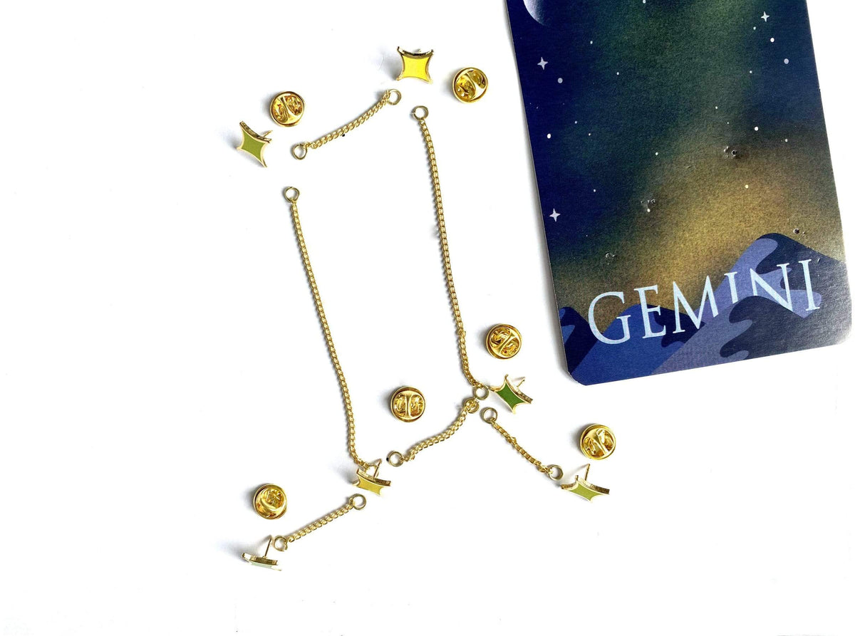 Gemini Star Sign enamel pin, designed in Sydney