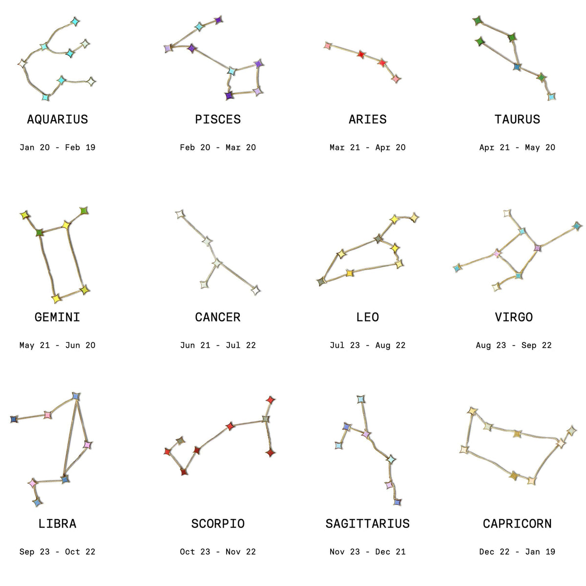 Gemini Star Sign enamel pin, designed in Sydney