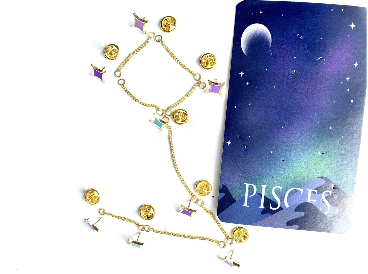 Pisces Star Sign enamel pin, designed in Sydney