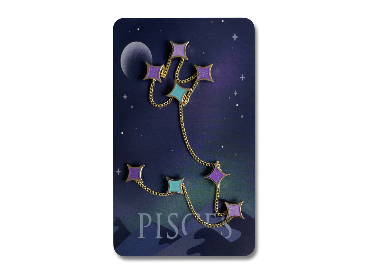 Pisces Star Sign enamel pin, designed in Sydney