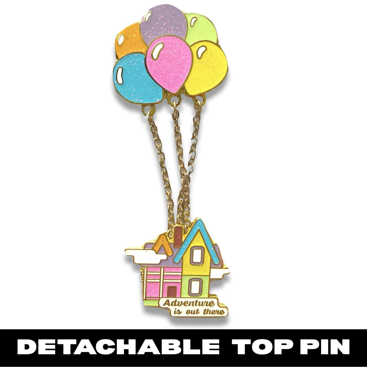 Adventure Is Out There enamel pin, gold plating