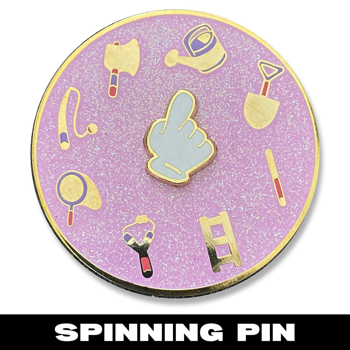 Animal Tools Spinner enamel pin, gold plating