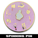 Animal Tools Spinner enamel pin, gold plating