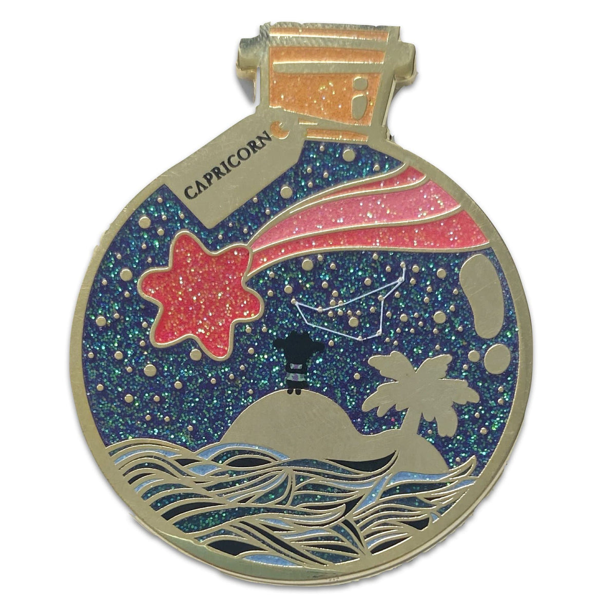 Capricorn Wishing Animal enamel pin by Pinbuds