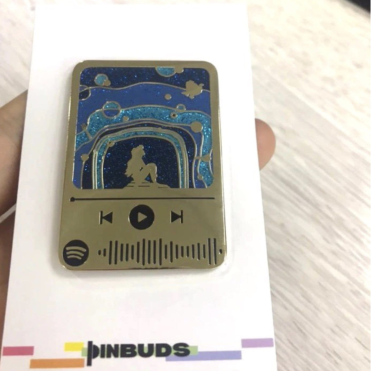 Floating lights Music Code enamel pin, Spotify code scannable