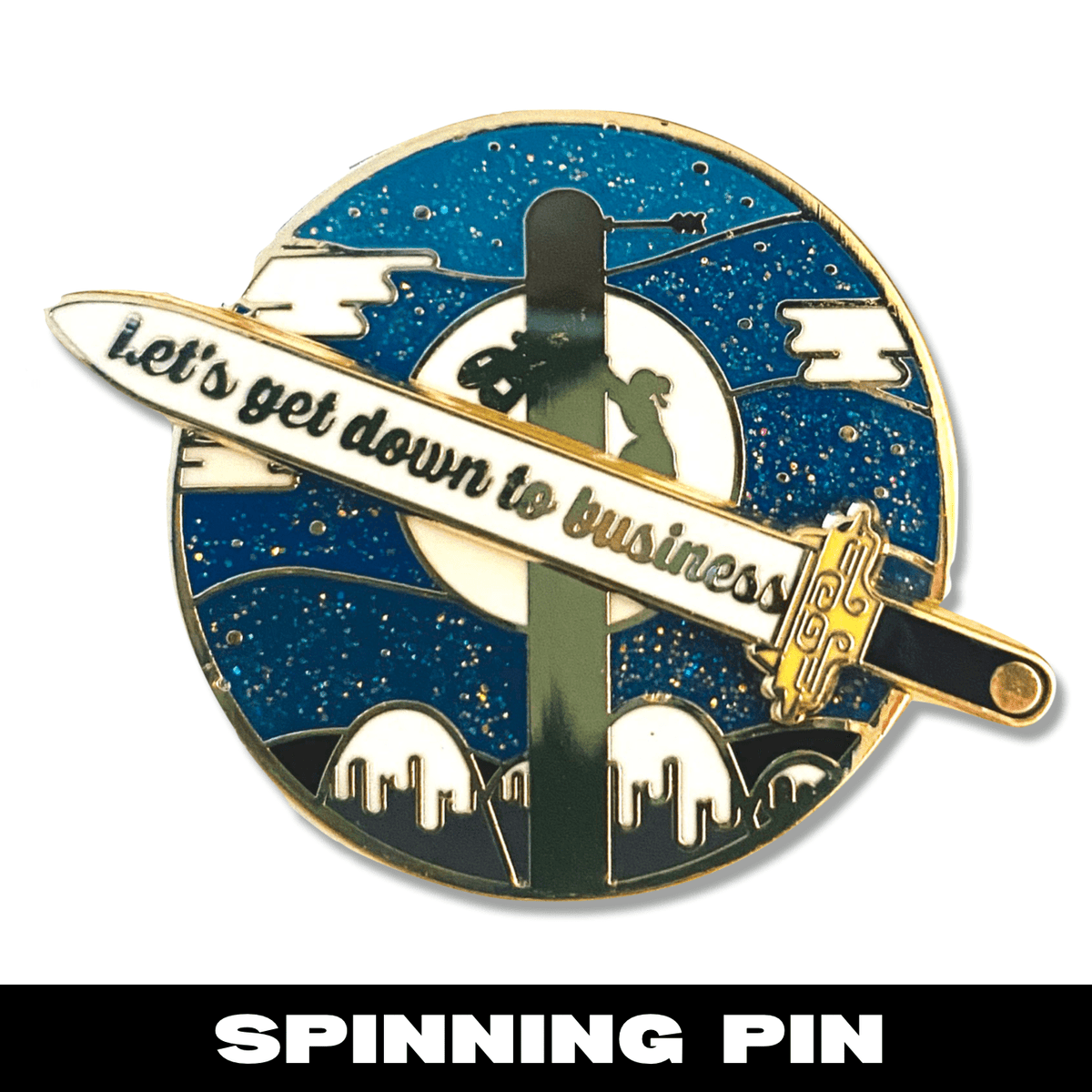 Get Down to Business Spinner enamel pin, spinning