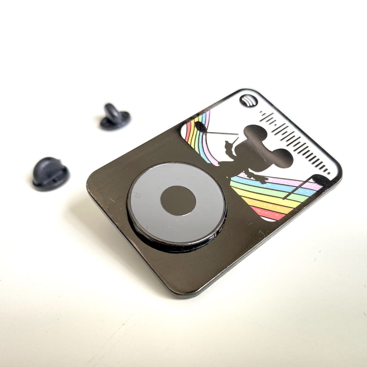 Spinning Hits Music Code enamel pin, designed in Sydney