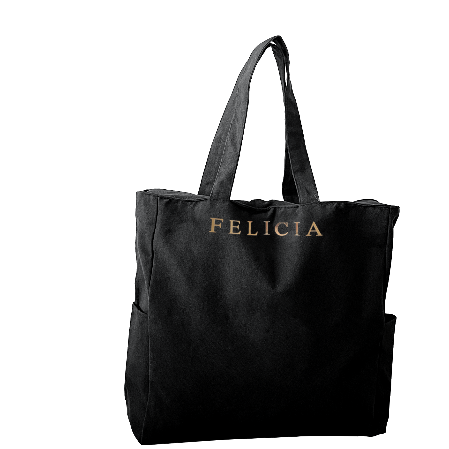pinbuds 1-2 Letters Personalised Cotton Tote Bag (inc. Gold Letter Pins) - black