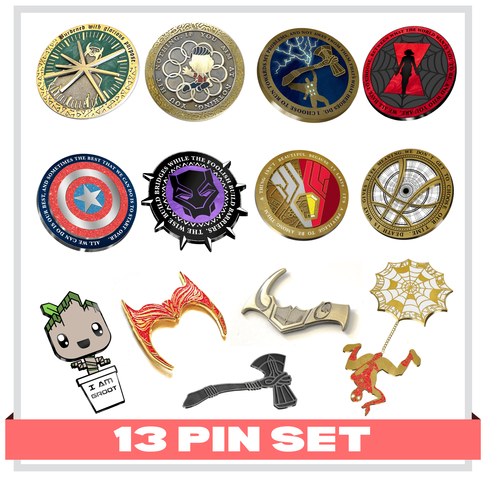 pinbuds 13 MCU Pin Set Root Bobblehead pin