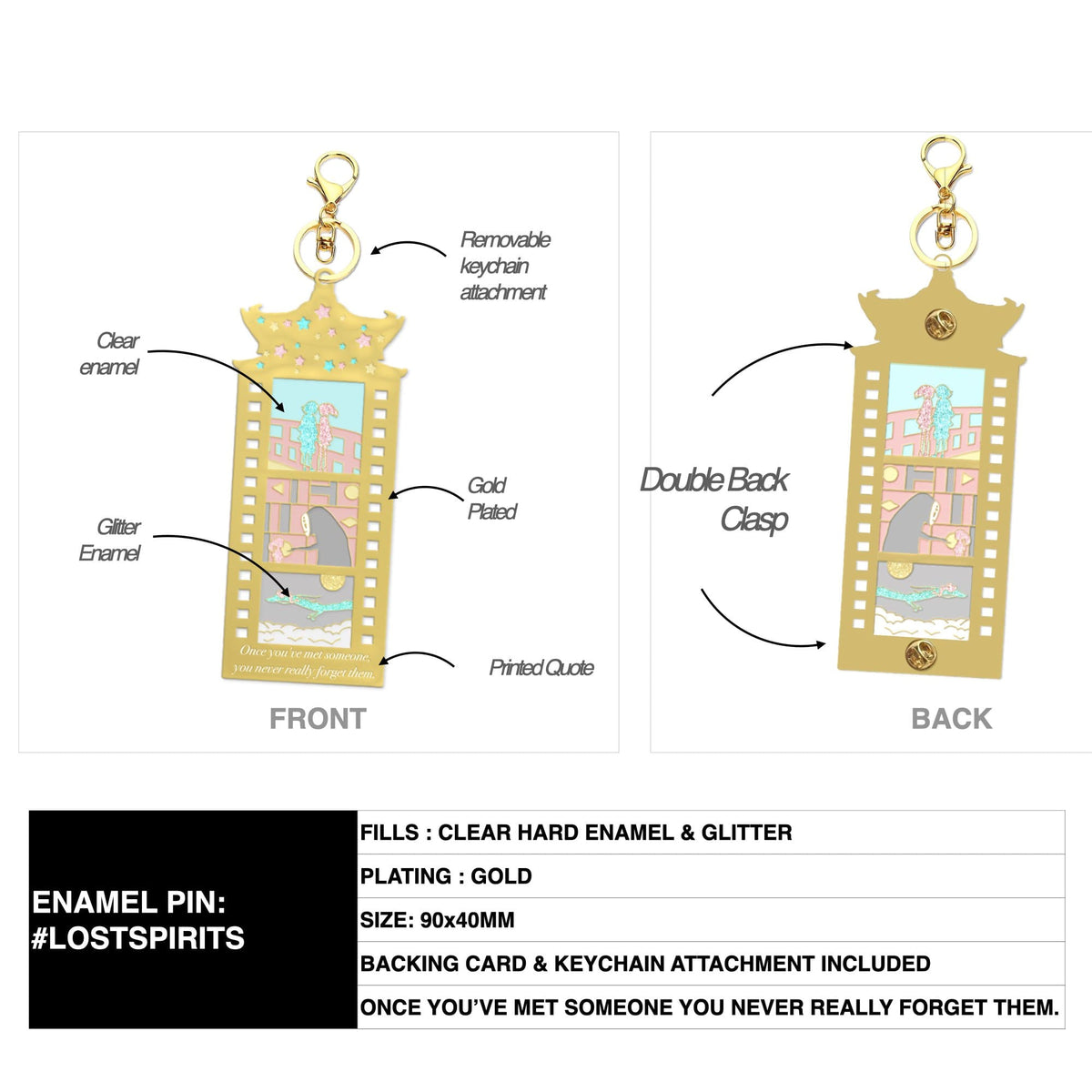 Lost Spirits Film Strip enamel pin, transparent