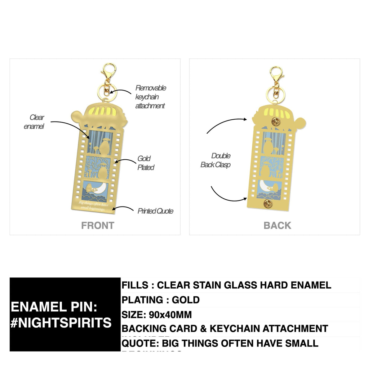 Lost Spirits Film Strip enamel pin, glow in the dark