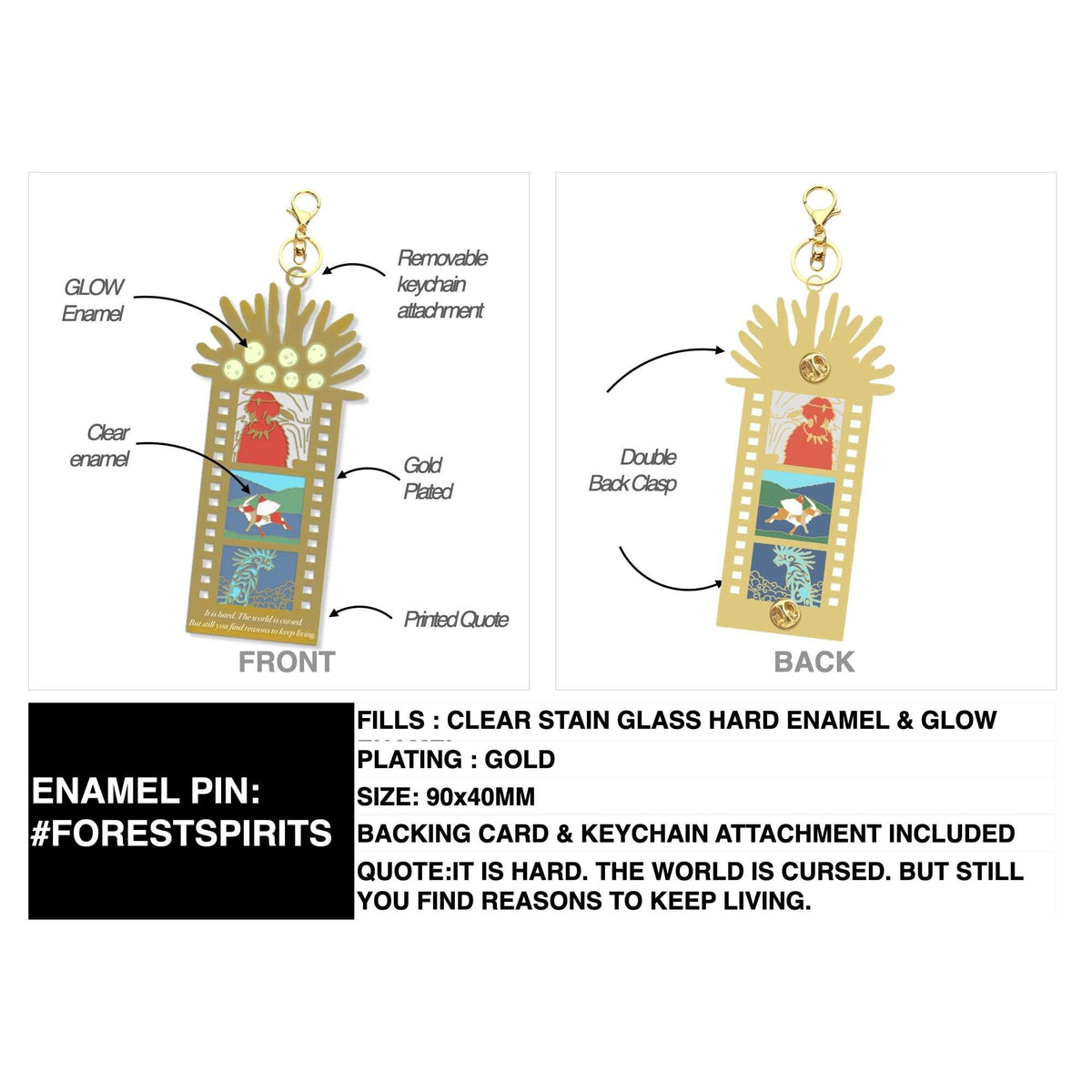 Lost Spirits Film Strip enamel pin, transparent