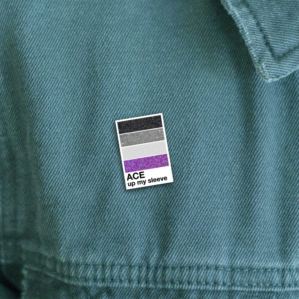 Asexual Pride enamel pin, white plating