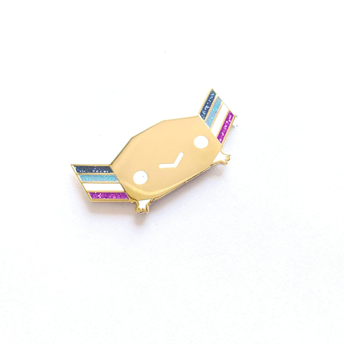 Asexualotl Pride enamel pin, hard enamel