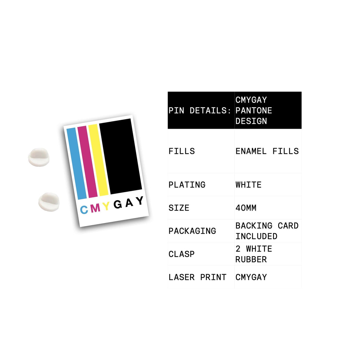 CMY Gay Pride enamel pin, designed in Sydney