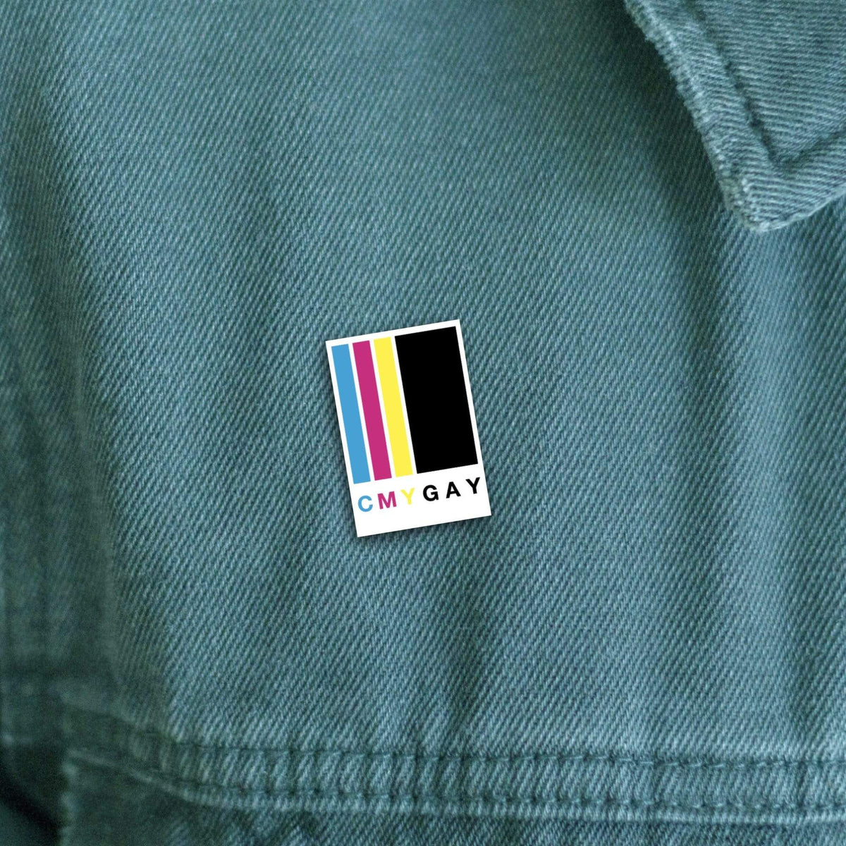 CMY Gay Pride enamel pin, designed in Sydney