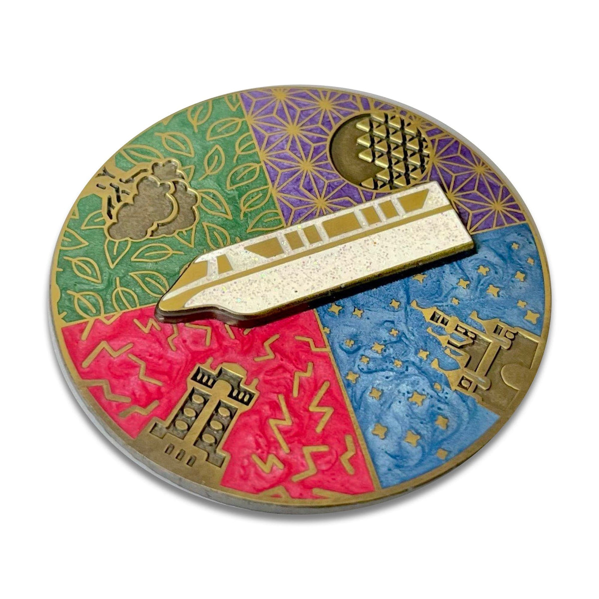 Disneyworld Monorail Spinner enamel pin, hard enamel