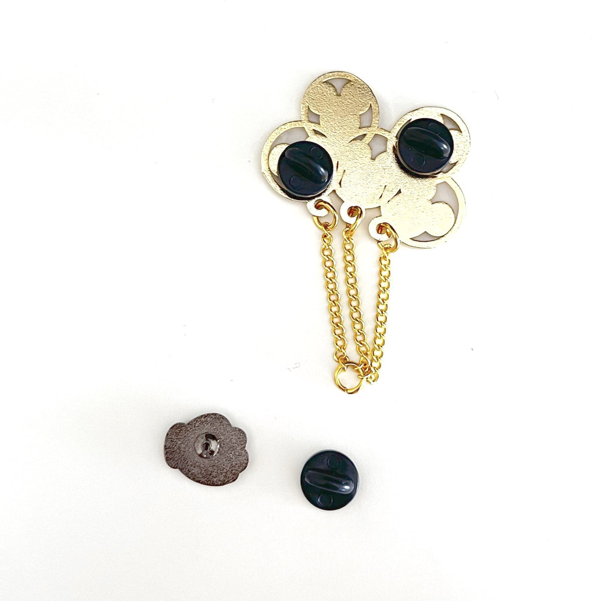 Iridescent Ears enamel pin, black plating