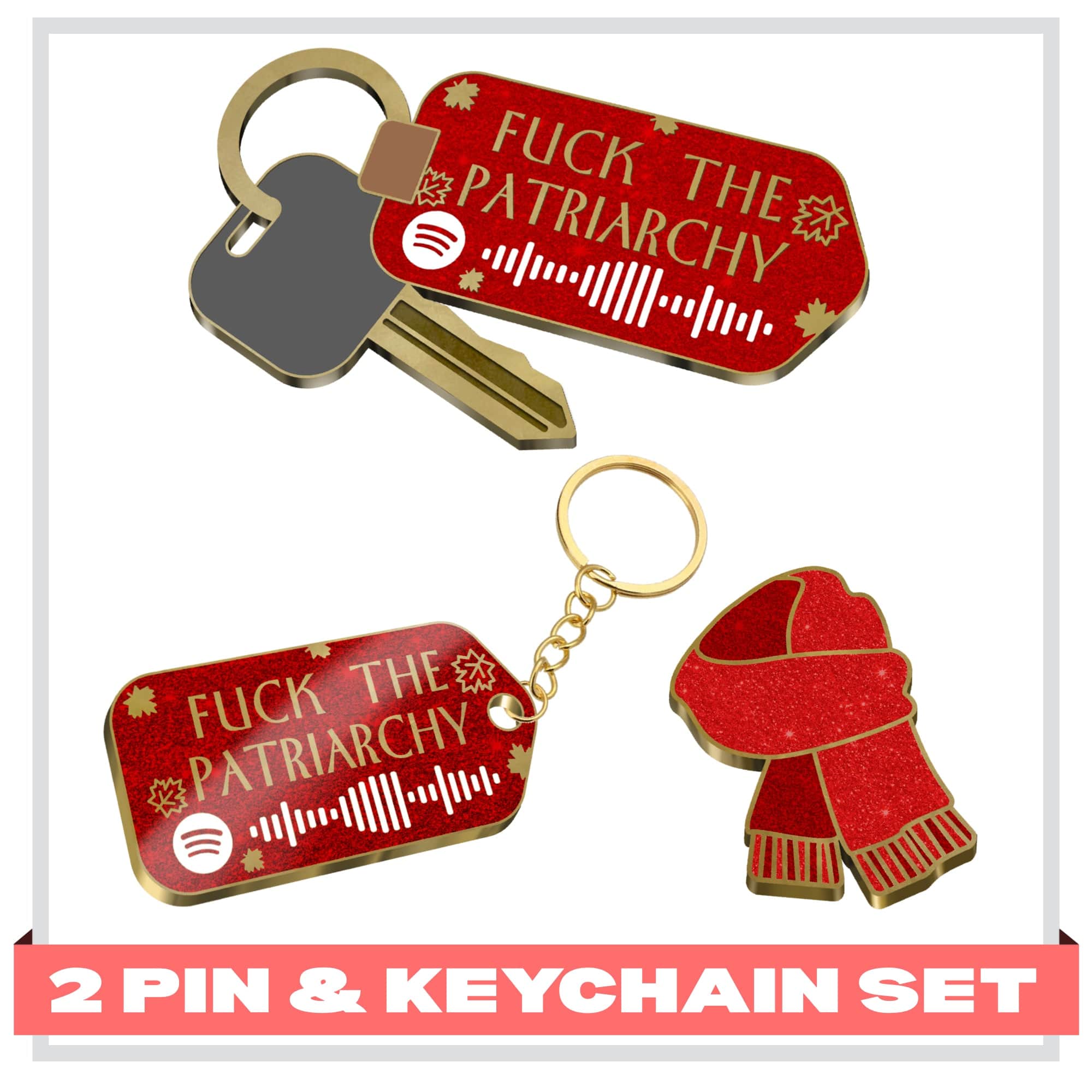 pinbuds Fuck the patriarchy 2 pin set & keychain