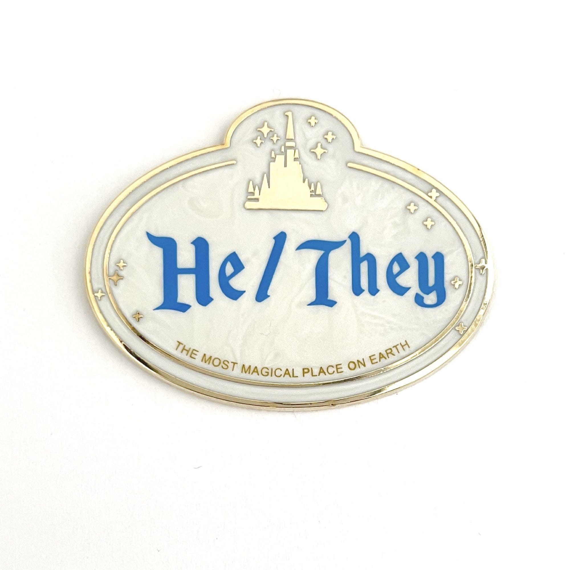 pinbuds He/They Disneyland Tag Pronoun Pin "He/Him"