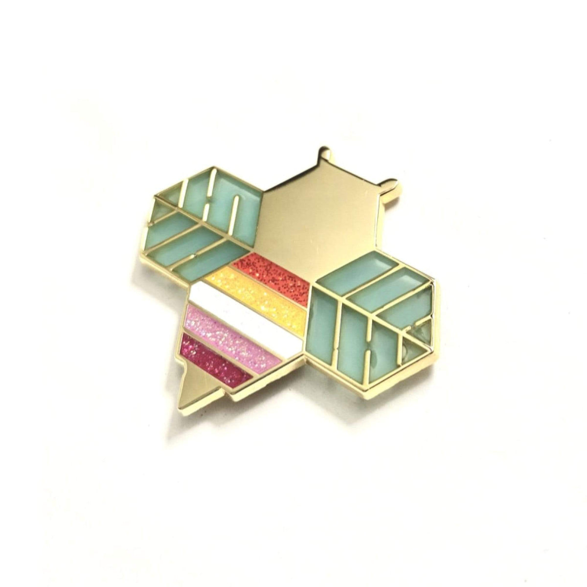 Lesbeean Pride enamel pin, glitter