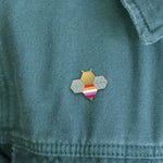 Lesbeean Pride enamel pin, gold plating